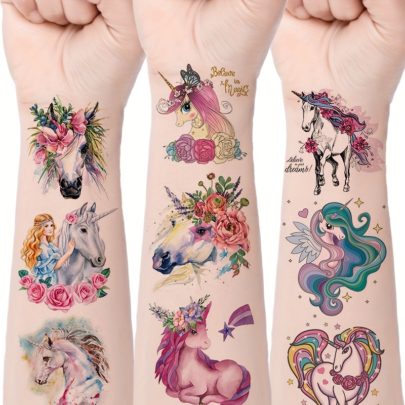 Tatuajes Temporales De Unicornio Para Niños Y Niñas (más De