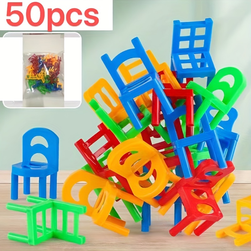 Children's Folding Block Toy Chair Parent Child Interaction Multi Person Thinking Gift Folding Chair Chair Table Game Toy Hand Eye Coordination Color Discrimination Digital Teaching