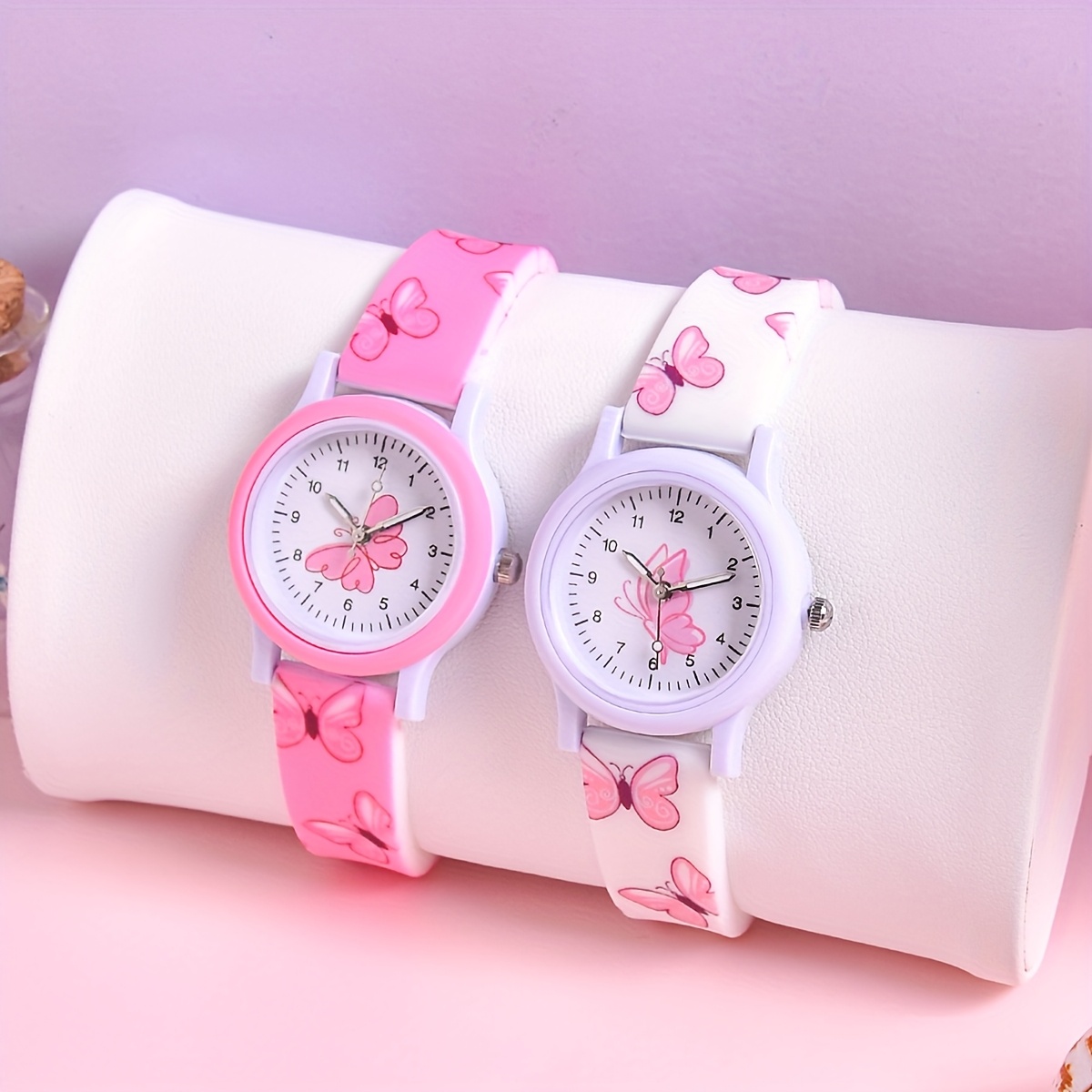 2pcs set   silicone strap cute and   fashion watch cartoon   quartz wristwatch