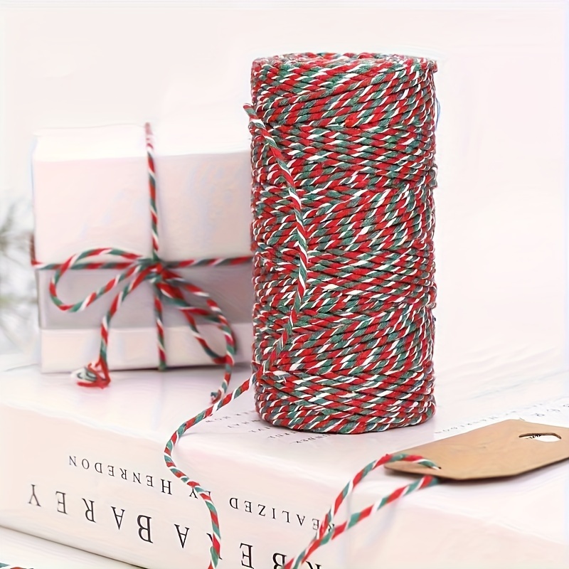 

Christmas Twine String, 100% Cotton , 2mm Thick, 210 Feet(70 Yards) Roll – Polycotton Craft Rope For Gift Wrapping, Decoration, And Diy Projects – Tri-color (white, Red, Green) – Pack Of 1