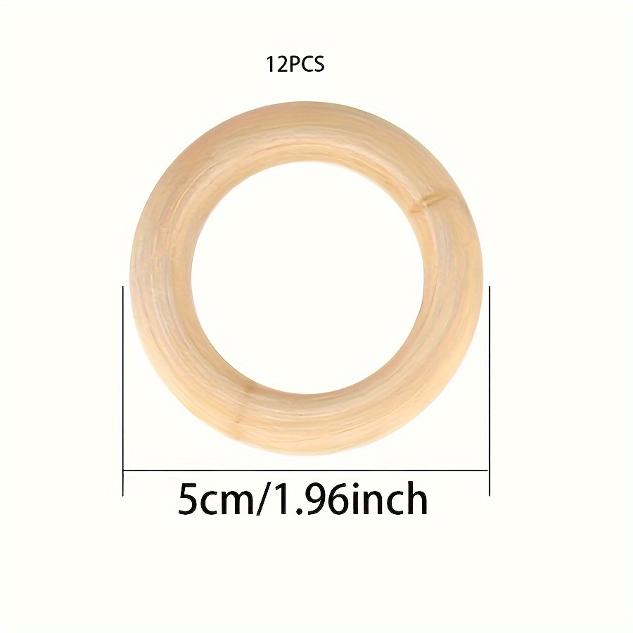 Image of 5cm/1.96in 12pcs Wooden Rings For Crafts, Natural Wooden Rings For Macrame, Unfinished Wood Rings Circles, Macrame Rings Wooden Hoops For Craft Pendant Connectors Jewelry Making