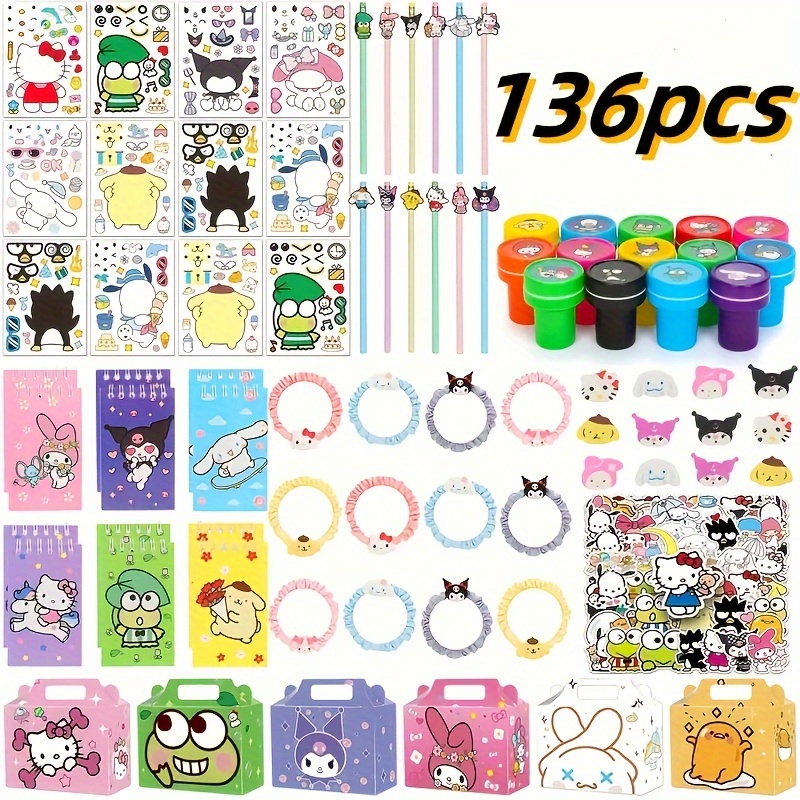 TEMU 136pcs Party Supplies Set, Party Small Gifts, Notebooks, Pencils, Erasers, Stickers, Stamps, Party Supplies, Birthday Party, Birthday Gifts,