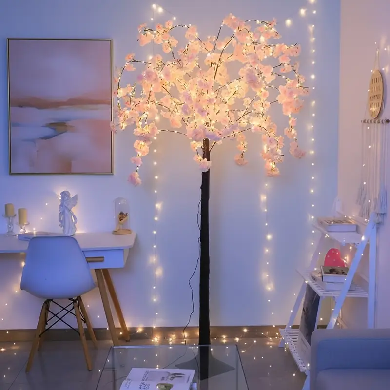 121,92 cm/152,4 cm LED-*baum-Licht mit Kirsche, künstlicher LED-*-*-Licht für Zuhause, Party, Geburtstag, Hochzeit, Heiratsantrag, Hochzeitstag, Weihnachten, Thanksgiving, Halloween *