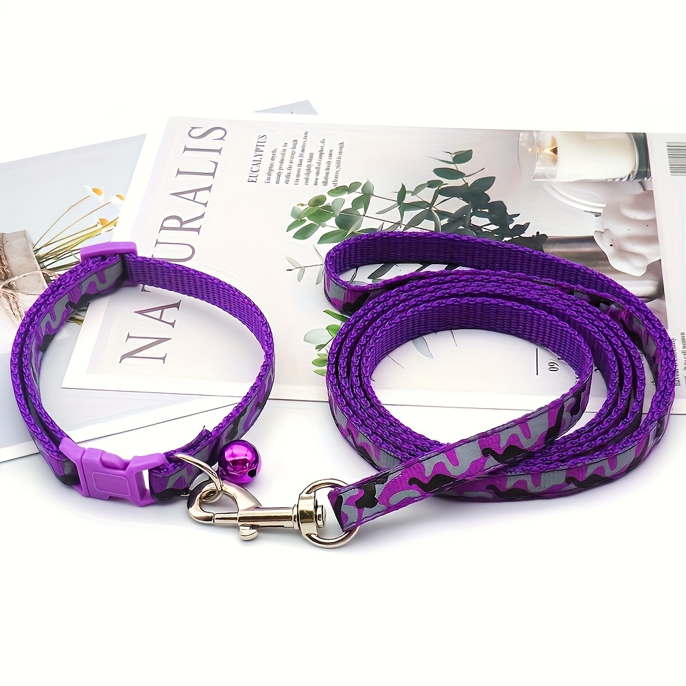8pcs Geometric Pattern Dog Collar and Leash Set with Bell, Adjustable