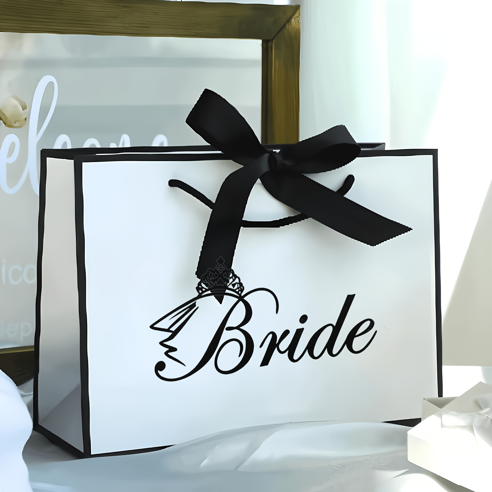 Image of 1pc, Bride/ Gift Bag With Bow, Wedding Decoration Gift Bag Bridesmaid Gift Bag, Creative Wedding Decoration, Bridal Party Novelty Item, Wedding Decoration, For Favors