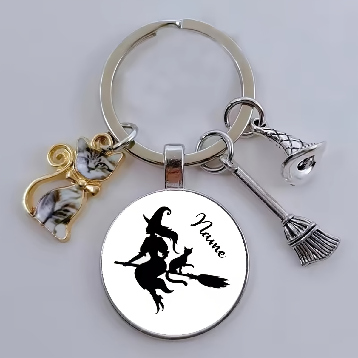 TEMU de cristal personalizada con de bruja - de Halloween, regalo decorativo colgante para fiestas y reuniones, para billetera, bolso, llavero,
