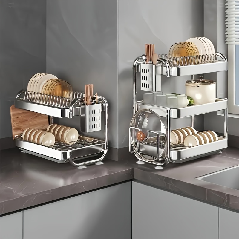 stainless steel dish drying rack space saving dish rack dish racks for kitchen counter stainless steel kitchen drying rack with a cutlery holder Product details 1