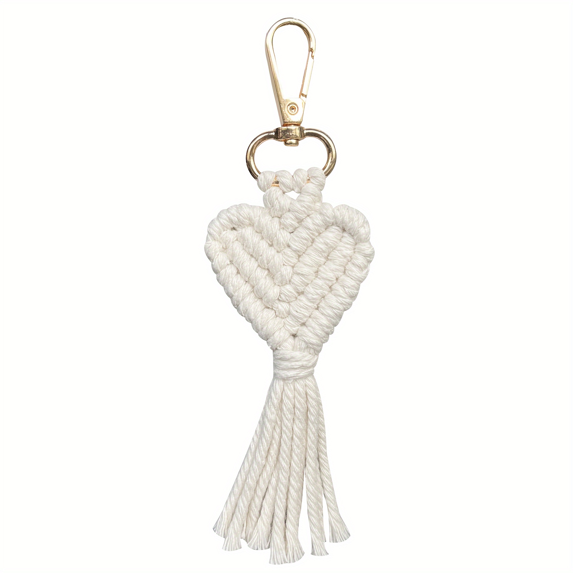 1pc Hand-woven Rope Heart Tassel Keychain, Decorative Accessory For Bags And Apparel