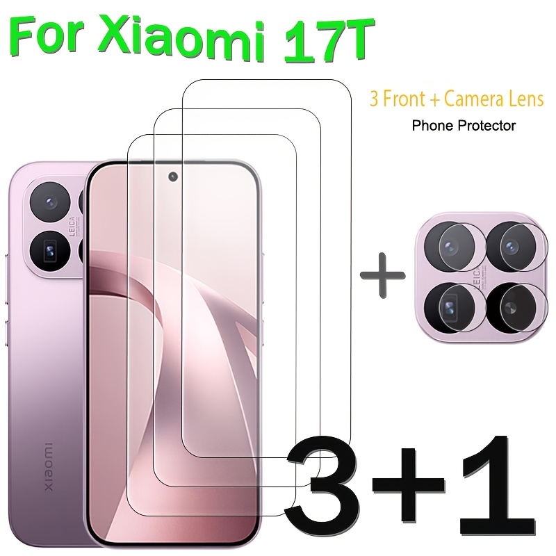 TEMU (3 1) For Xiaomi 17t Fully Covered Tempered Glass 4in 1 Screen Protector Suitable For Xiaomi 17t Lens Film 3pcs Screen Protector   1pc Lens Film