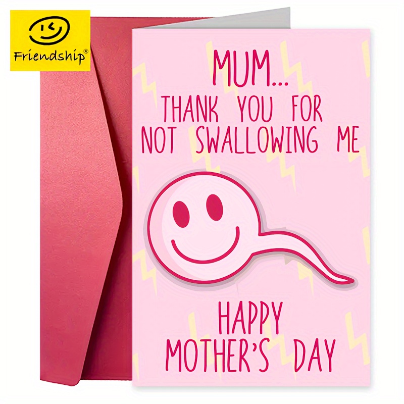 

1pc Funny Creative Mother's Day Greeting Card, Mom Thank You For Not Swallowing Me Mother's Day Greeting Card
