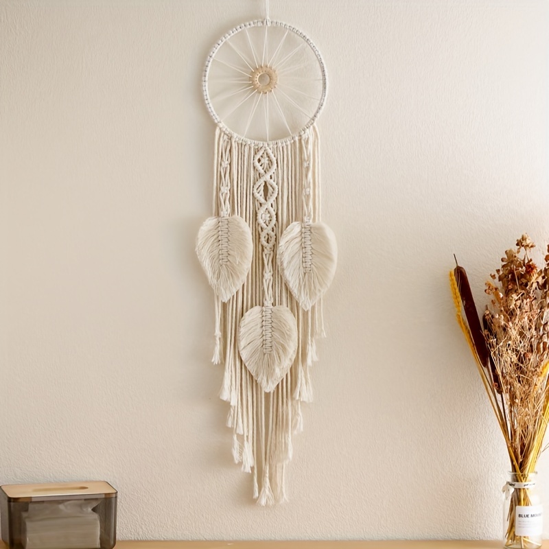 E-shop Handgewebter Wandteppich im nordischen Stil, böhmischer Blatt-Wandbehang für Schlafzimmer, Eingangsbereich, Gästehaus oder als ethnische Deko am