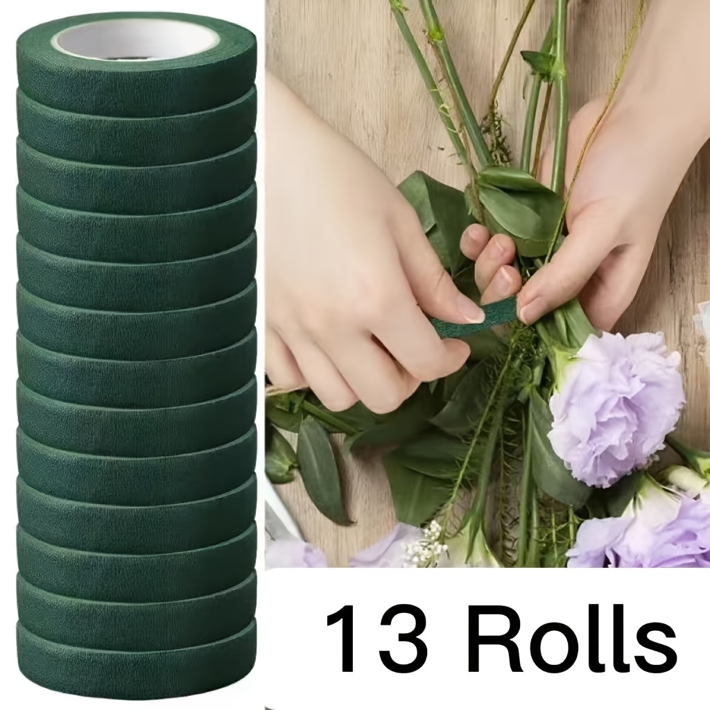 TEMU 13 Rotoli di Nastro - Verde Scuro, per Bouquet da Sposa, Lavoretti Fai da Te, Involucro per di Fiori - per Fioristi, Nastro per Involucro di
