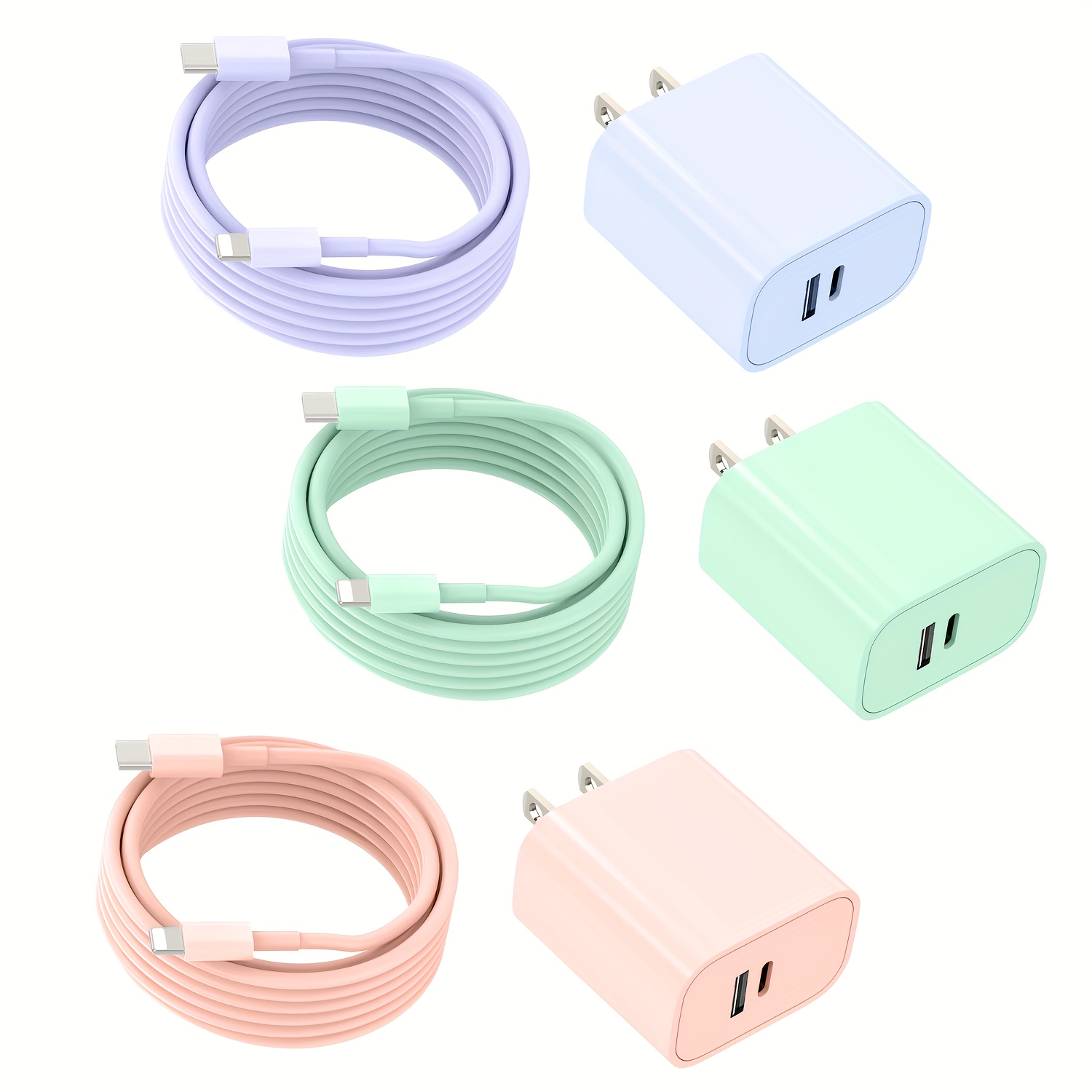 

3/1pack Colour Quick Double Wall Charger For , [mfi Certified]dual Port A/c Phone Charger Fast Charging With 6ft Usbc To Lightning Cable For 14/13/12/11/promax/xs/xr