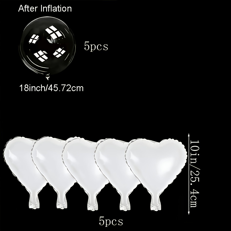 TEMU 10-teiliges Geburtstags-Party-Ballon-Set, Riesige transparente Bobo-Ballons, Weiße Herz-Folienballons, Camping-Themen-Party-Dekorationen,