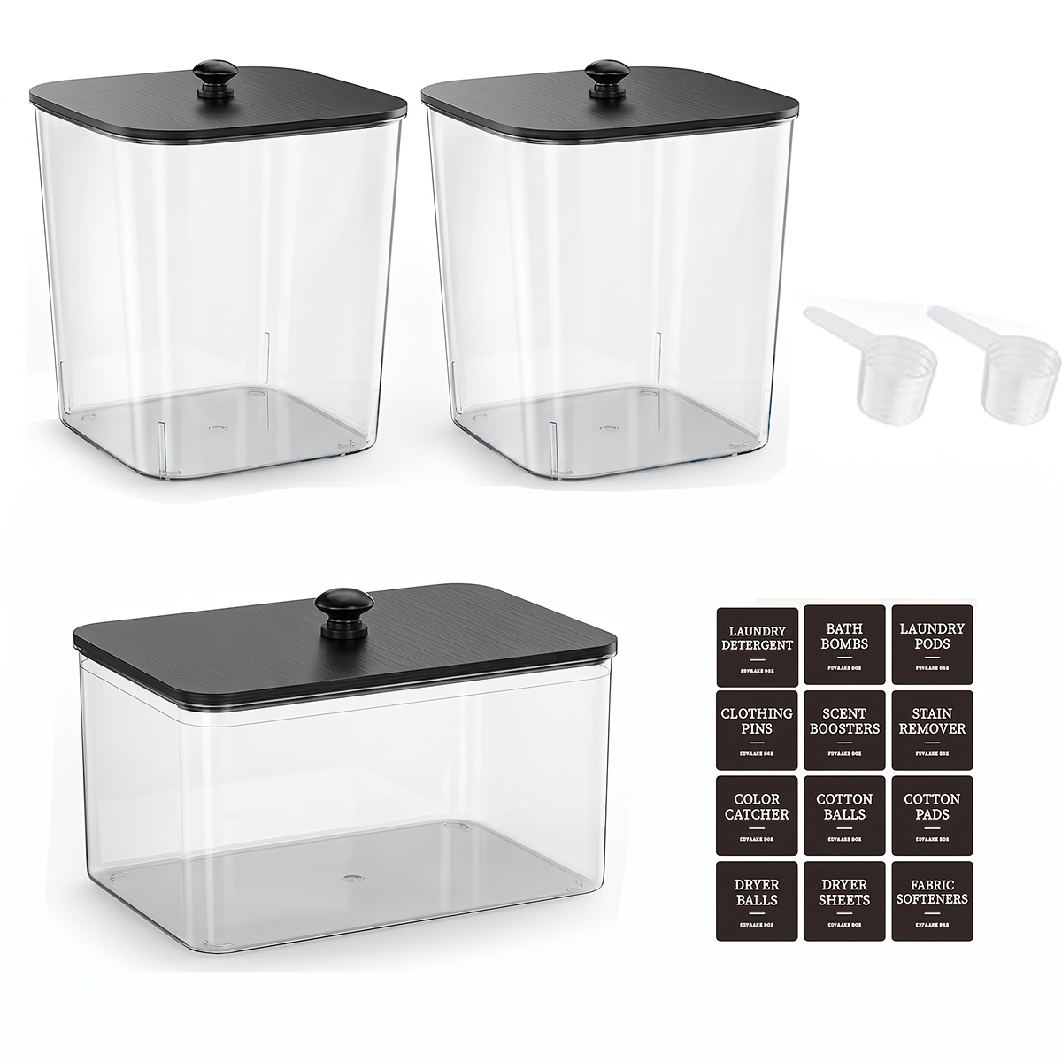 TEMU 3pcs Laundry Pods Container And Dryer Sheet Holder With Lid, Bathroom Containers Soap Detergent Dispenser, Laundry Room Organization And Storage