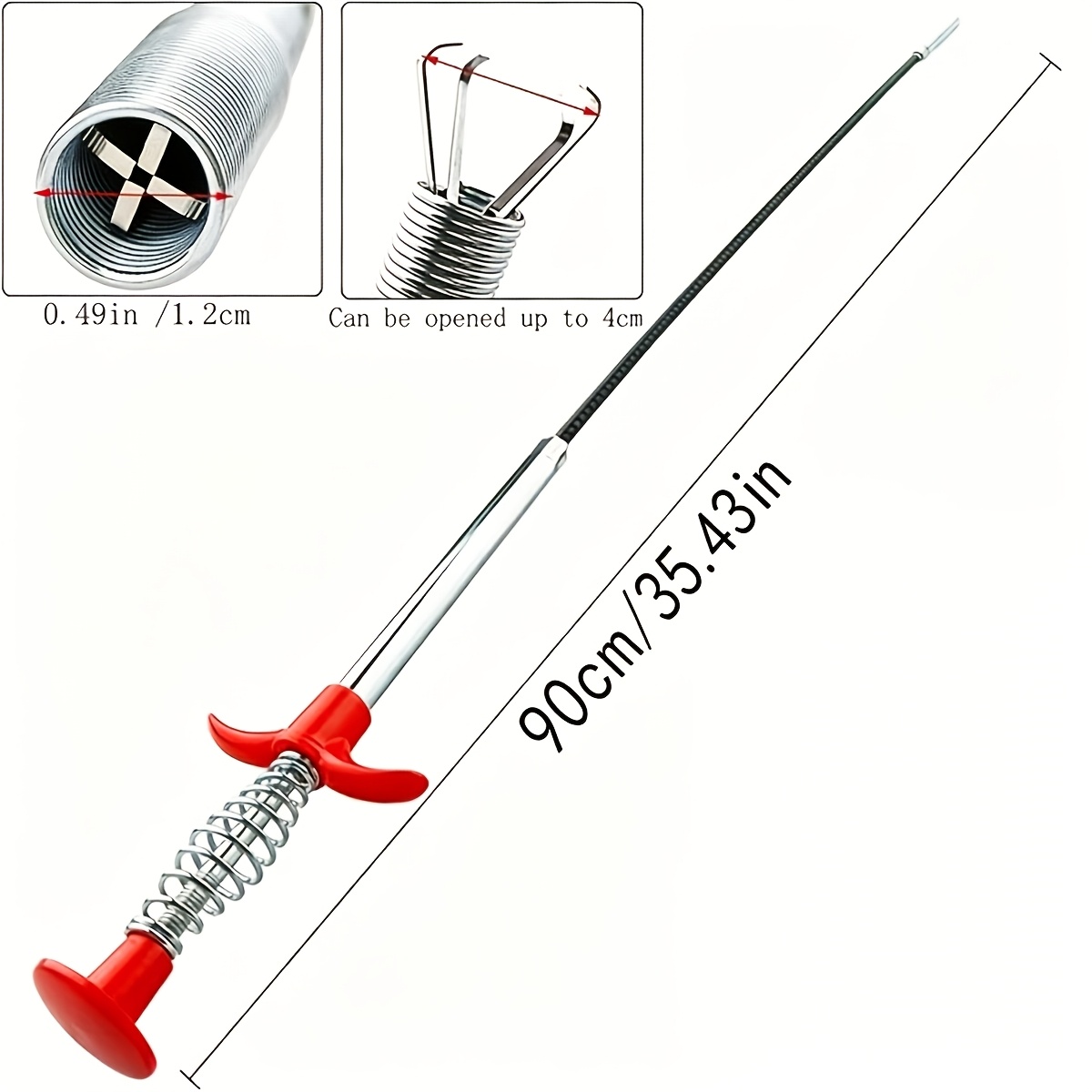 TEMU Outil de nettoyage de drain flexible à 4 griffes, extracteur de bouchons de tuyaux à ressort, adapté pour évier, toilette, baignoire, cuisine,