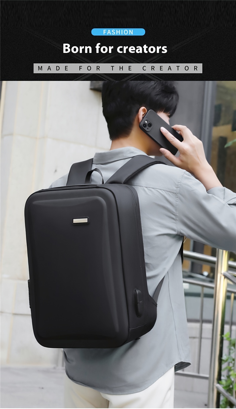 Sac à Dos pour Ordinateur Portable Robust avec Coque Dure Verrouillable en EVA, Compartiment pour Ordinateur Portable de 15 Pouces & Verrous Compatibles TSA - Sac d'Ordinateur d'Affaires Léger pour École, Voyage, Porte-Ordinateur de 39,62 cm, Sac à Dos Durable en Cabine