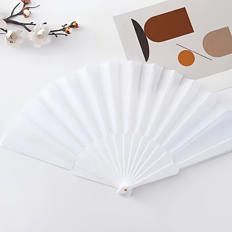 Plain Wedding Fan, Customizable Text, Plastic Folding Fan
