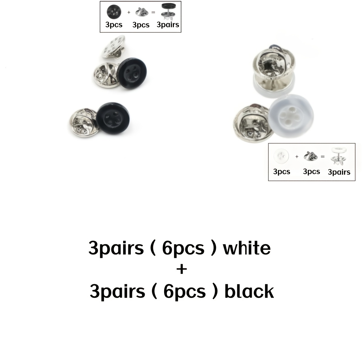 TEMU Boutons-pression réutilisables couture - 6 paires 12 pièces 12 paires 24 pièces Boutons en résine noire à 4 trous 11,5 mm pour chemises, vestes,