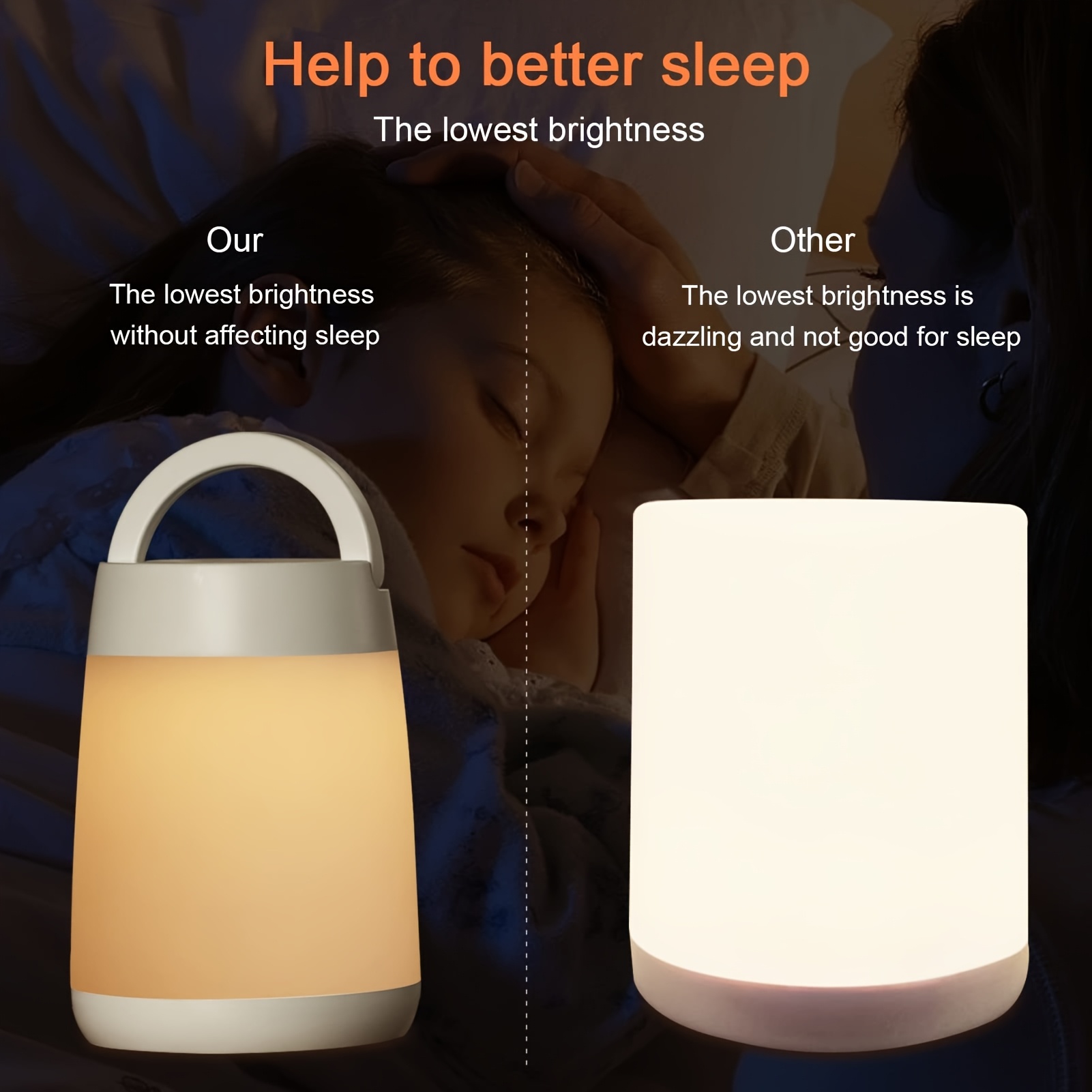 Portable Eye-Care Night Light, LED Touch Sensor Nursing Night Light, 3-Color Touch Dimmable Lamp, Rechargeable Portable Memory Night Light Bedside Lamp