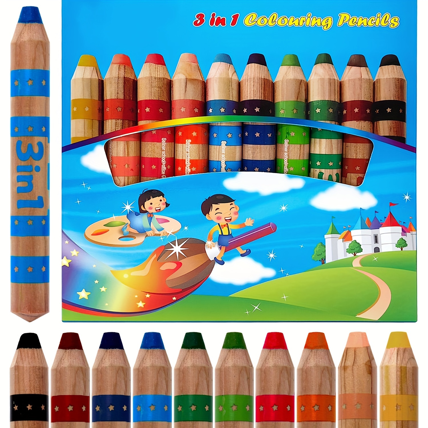 

Brutfuner Wooden Colored Pencils Set, 10-, - Art Pencils -in Sharpener, No , Wood , Assorted Including