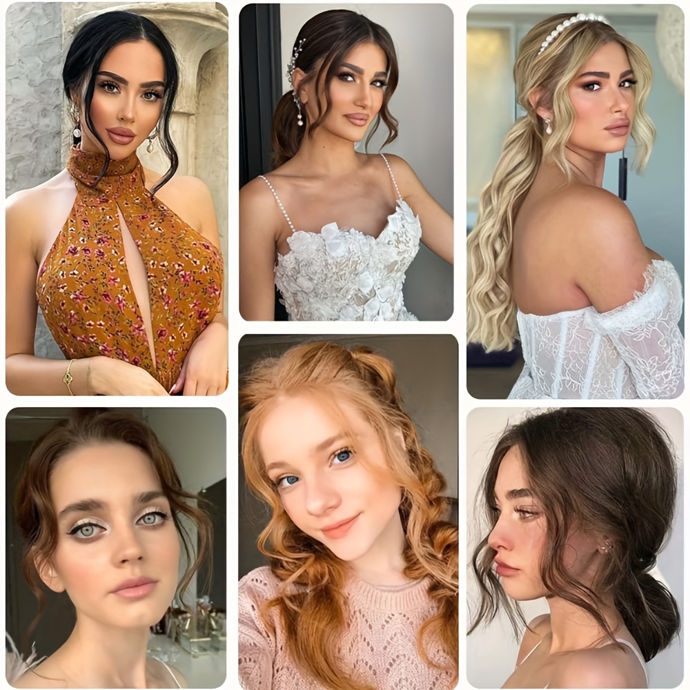 16 inch two piece clip synthetic bangs wig pieces     long side tassel hair extension elegant style suitable for womens daily wear wedding party themed party festival celebration details 0