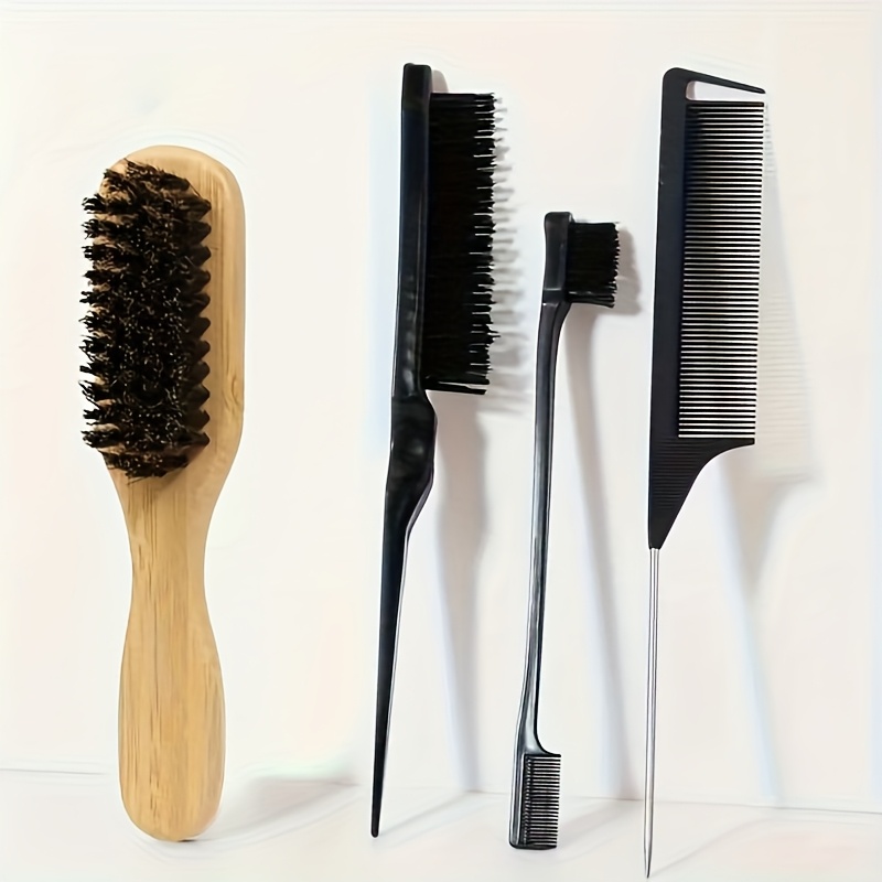 Image of 4pcs Unisex Hair Styling And Care Set, Smooth Beard Comb & Hair Comb, Hair Tools And Accessories, Essential For Salon And Travel