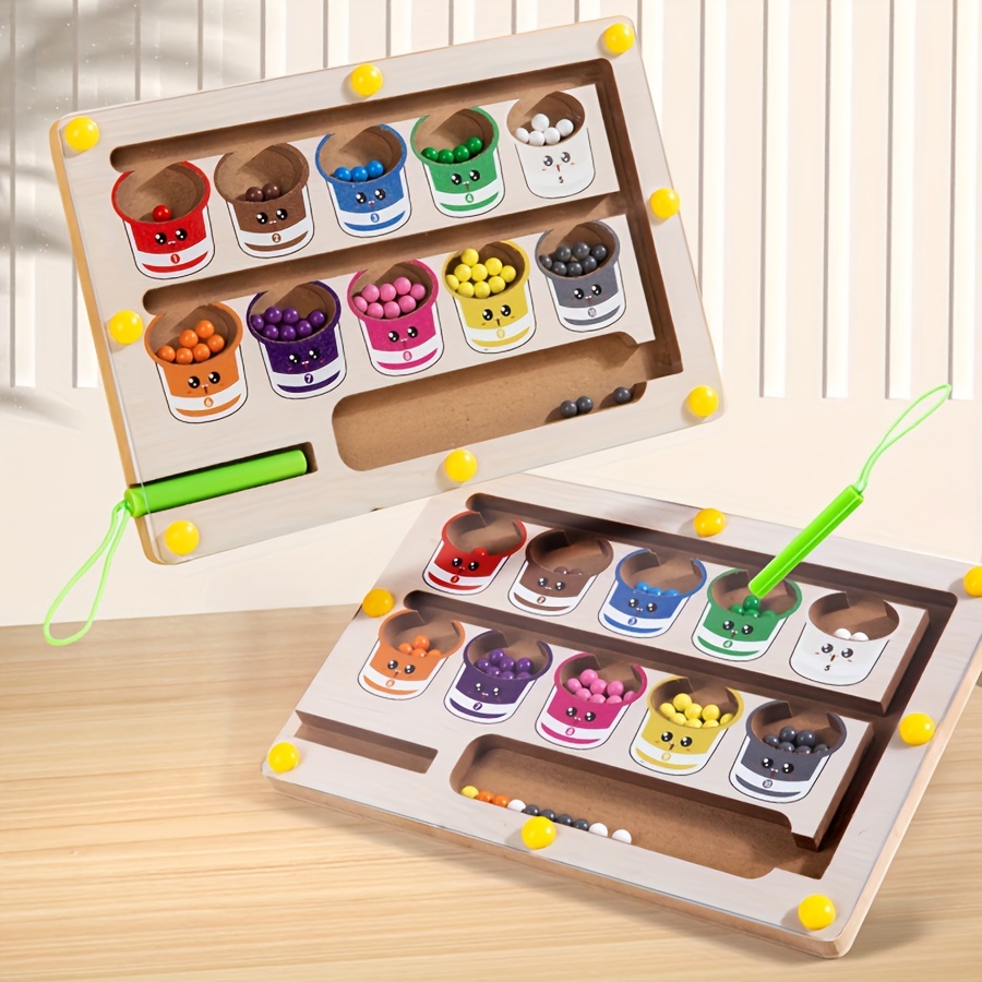 

Wooden Color Sorting And Counting Toy: Fine Motor Skills And Cognitive Development