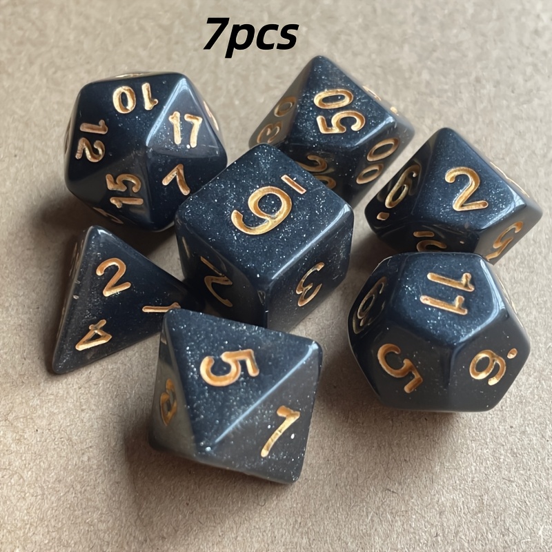 E-shop 7-teiliges Würfelset mit D4, D6, D8, D10, D12, D20 & D100 - Brettspielwürfel für Tabletop-Spiele, RPG, Partyspiele - Nummerierte Würfel D4