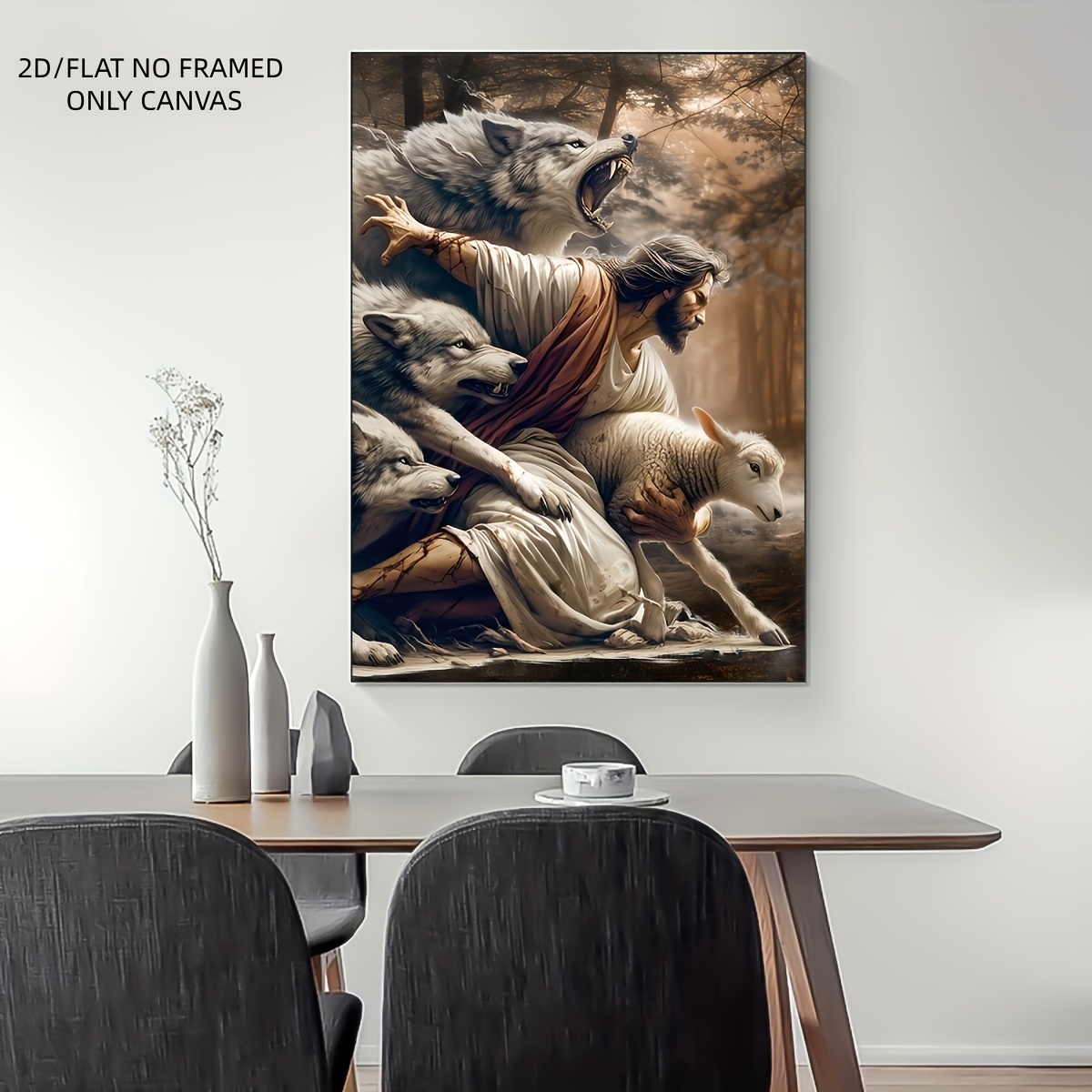 TEMU Art sur toile imprimé 2D plat, représentant des et des moutons. Ce poster mural cadre de est idéal pour décorer les salons, , les bureaux, les