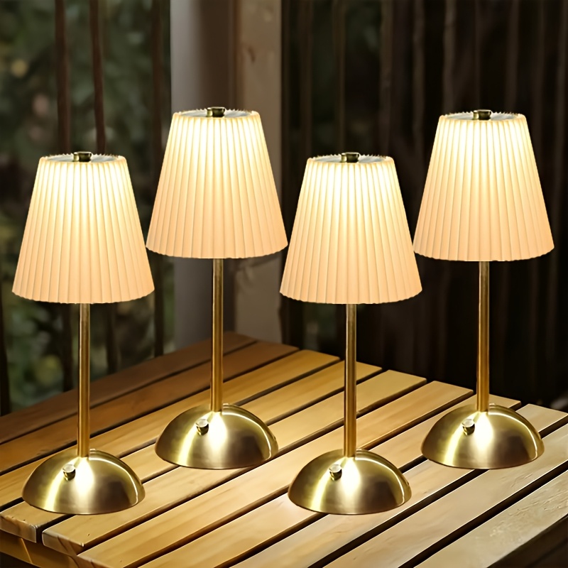 TEMU Cordless Led Table Lamp, 4/2pack Rechargeable Outdoor Lamps For Patio, 3 Colors, Dimmable, 2200mah Battery, Touch Control, Portable Night Light
