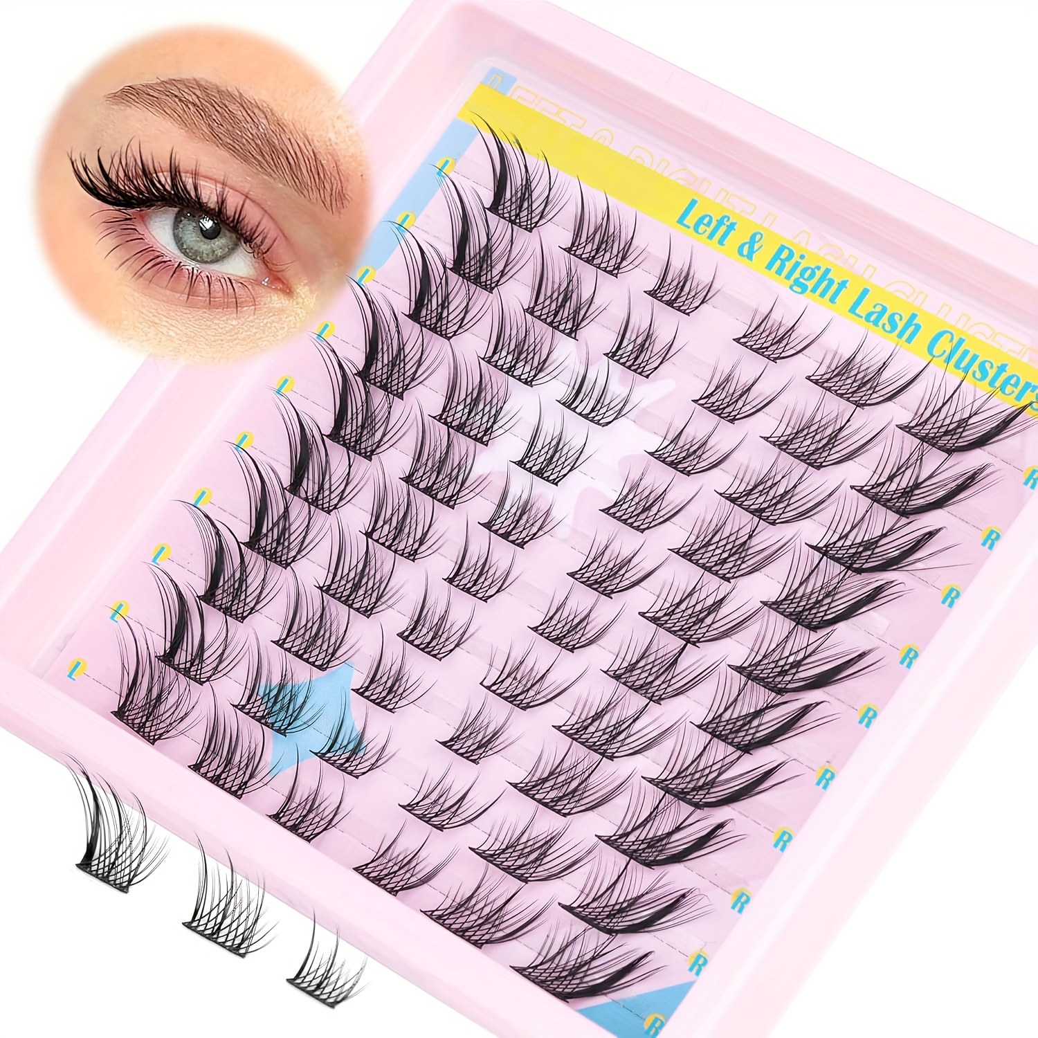 Image of Diy False Eyelashes 6-16mm Vivid Natural Lash Fluffy Cat Eye Long Curly Strip Lashes 60pcs