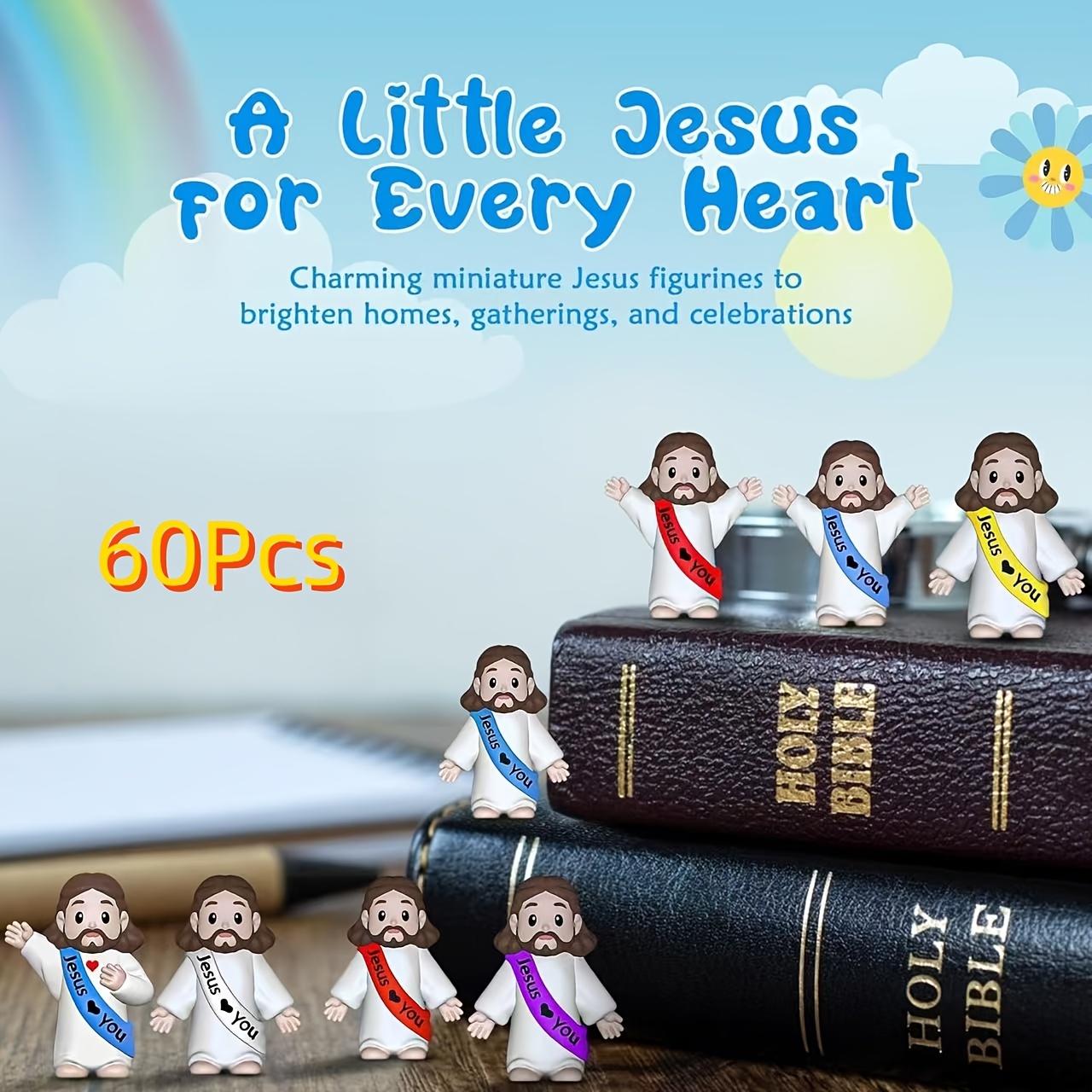 TEMU 60 Random Statuettes/pvc Religious Figurines For Baptism, Easter, Christmas, Thanksgiving/ideal For Church Sunday Services And Religious