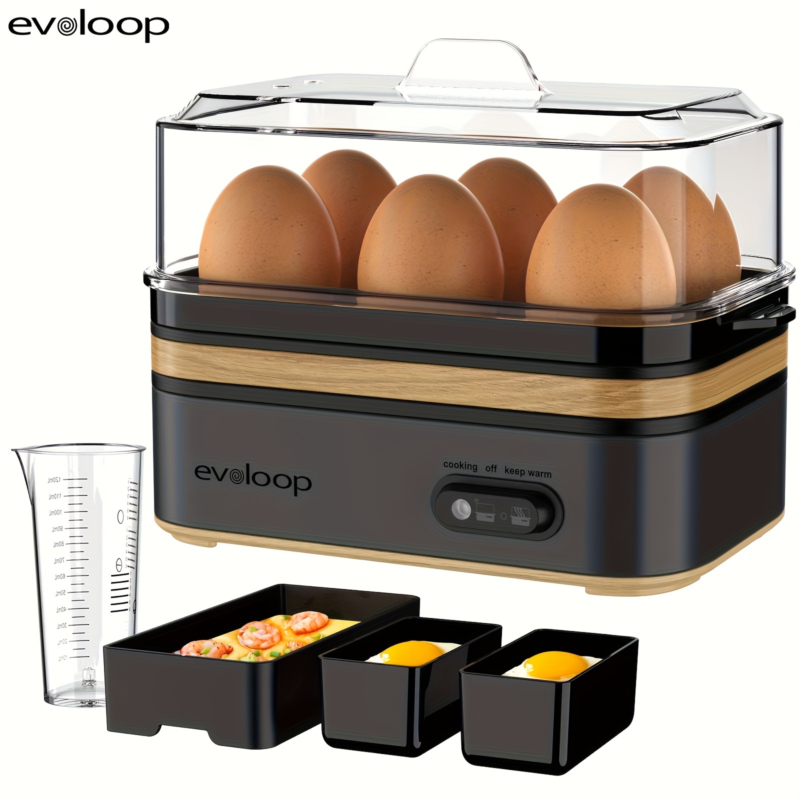 

Evoloop Rapid Egg Cooker 6 Egg Capacity Bpa Free Electric Egg Cooker For Hard Boiled Eggs, Poached Eggs, Scrambled Eggs, Or Omelets With Auto Shut Off