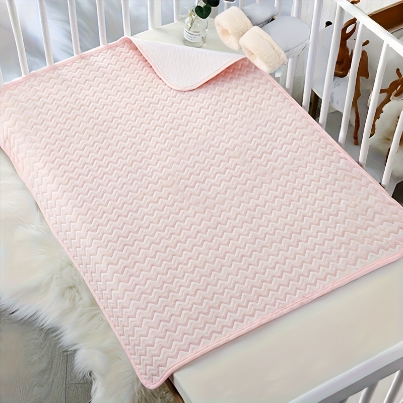 Image of 1pc Of Children's Pink Striped Reusable Washable Breathable High Quality Changing Pad