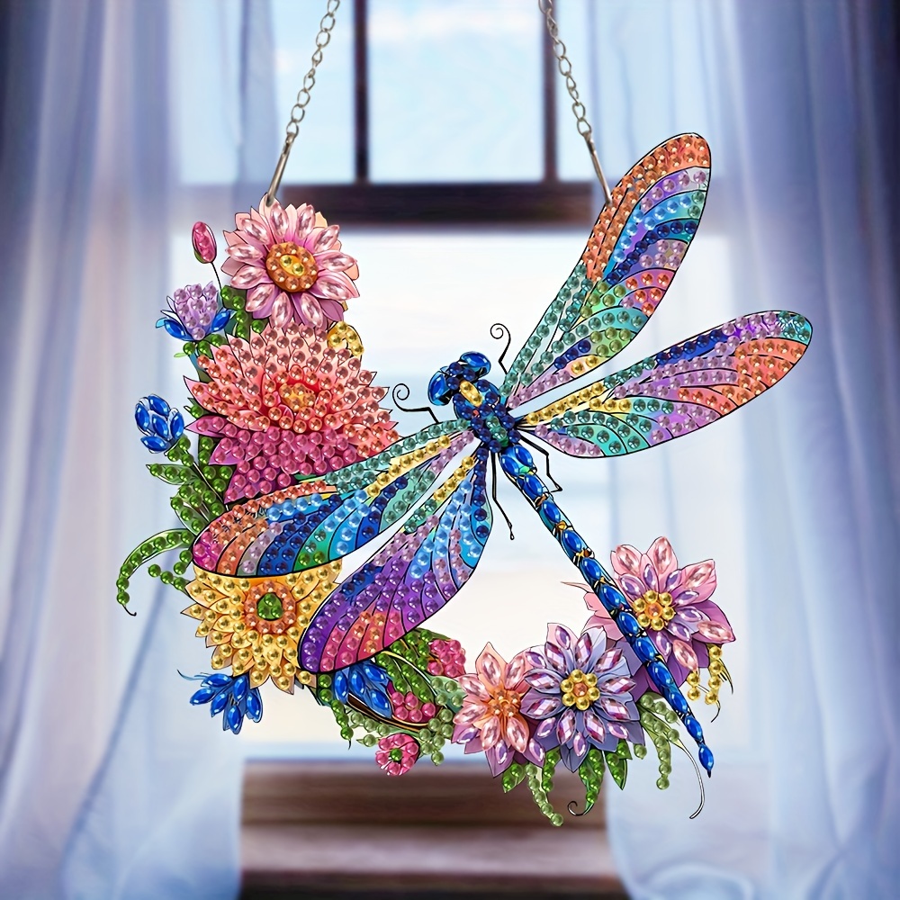 

Dragonfly Diamond Art Pendant Kit 6x6" - Acrylic Mosaic Embroidery, Unique Shaped Diamonds, Perfect For Bedroom, Living Room, Study & Porch Decor