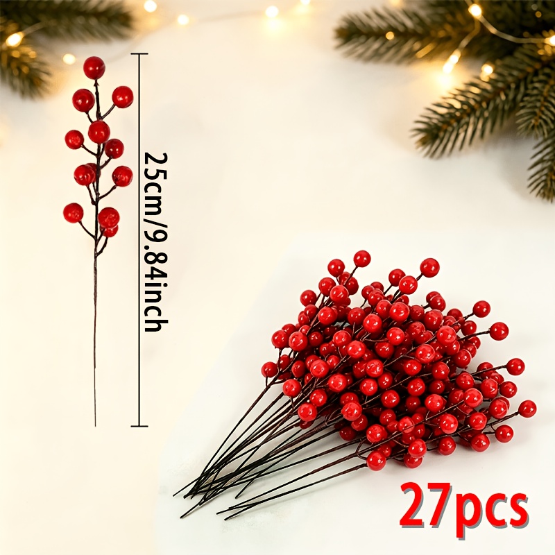 TEMU 27 pezzi di di rosse artificiali premium, di lucide, ideali per decorazioni natalizie, creazione di ghirlande e progetti di artigianato festivo.