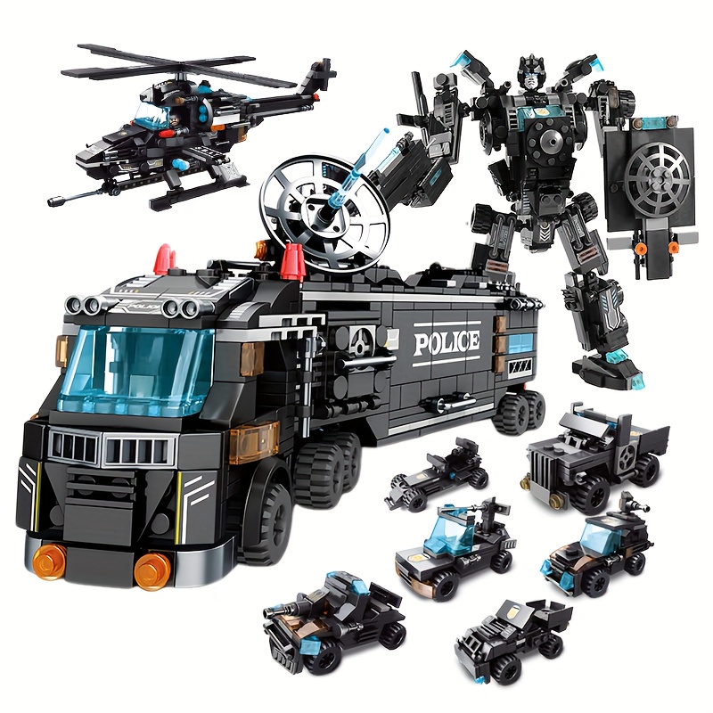 City Police Department Building Blocks Kit Toy, Police Car, Role-playing Toys for Boys And Girls, Halloween/Thanksgiving Day/Christmas Gift