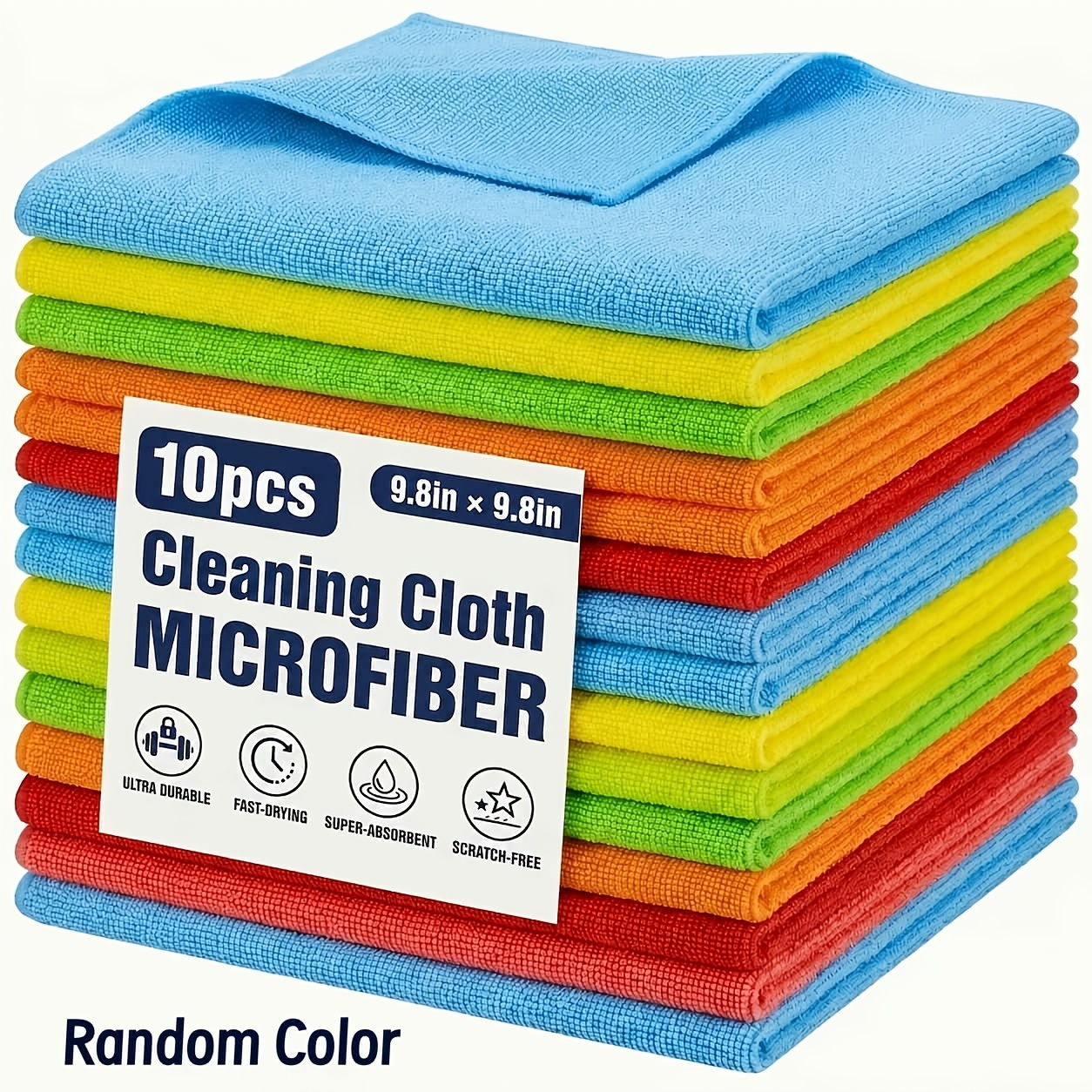 TEMU 10pcs Set Of Optional 30x30cm Thickened Microfiber Kitchen Cleaning Cloths, 222gsm Highly Absorbent Dishcloths, Grease Cleaning Cloths, Table &