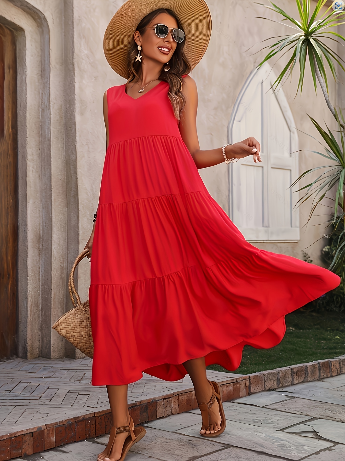 long red summer dress Helen Midi Dress