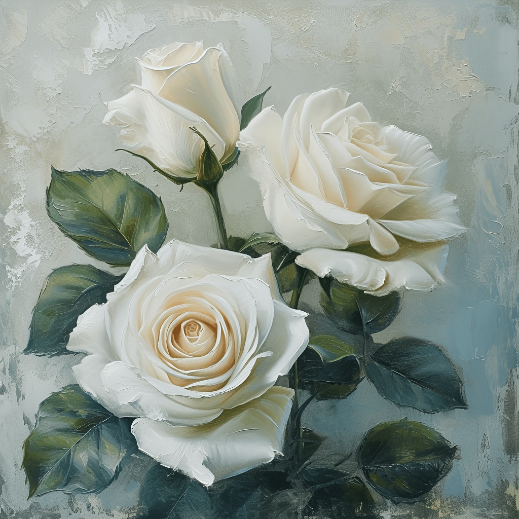 

1pc Large Size 40x40cm/15.7x15.7in Without Frame Diy 5d Artificial Diamond Art Painting White Roses, Full Rhinestone Painting, Diamond Art Embroidery Kits, Handmade Home Room Office Wall Decor