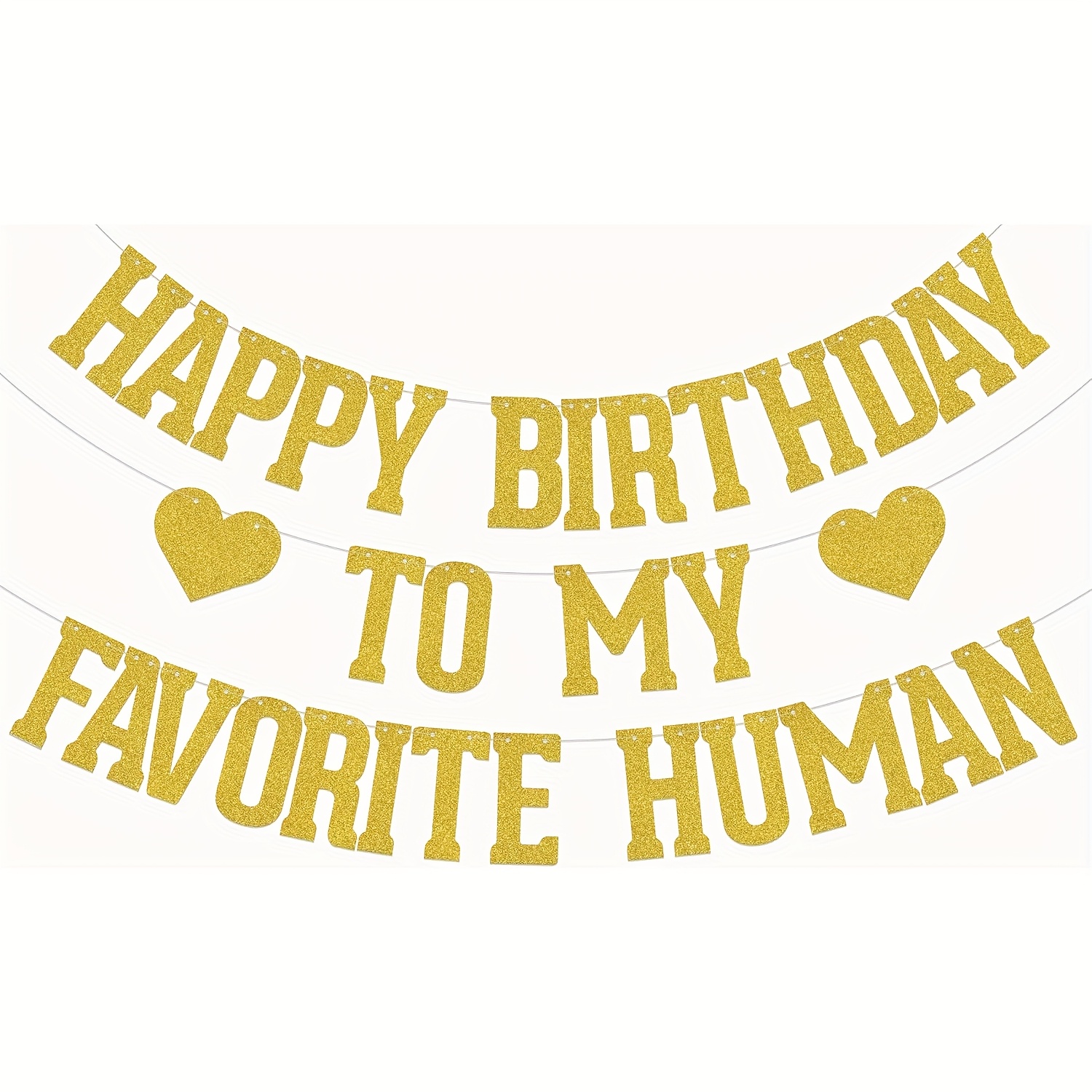 Image of Happy Birthday To Human Banner Funny Birthday Party Decoration For Husband Wife Father Mother Golden Glitter