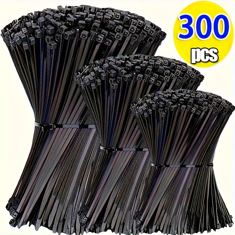 TEMU 300pcs Durable Heavy-duty Nylon Cable Ties, Self-locking Adjustable For Outdoor Cables, Garden, And Home Organization - Rope Organizer,