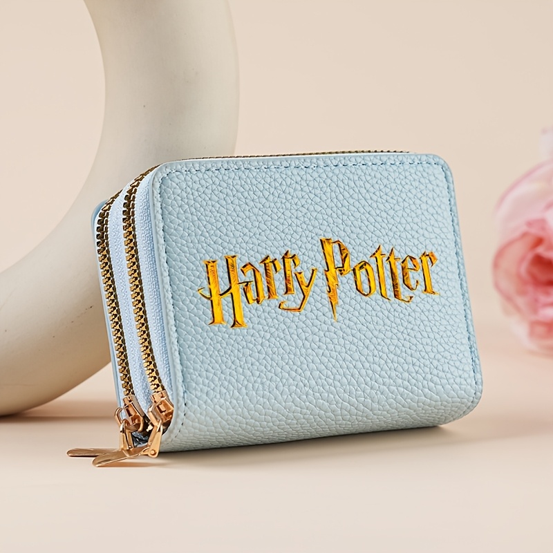TEMU Harry Potter Cartoon Double Zipper Short Women's Wallet, Large Capacity Card Holder, Fashionable Cute Coin Purse, Can Hold Cards And Change,