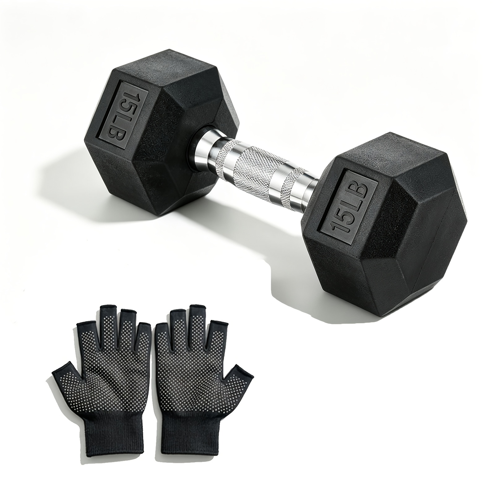 Temu – TEMU /20lbs Hex Dumbbells For Strength Training And Fitness Exercises, Rubber Coated Weights Dumbbells With A Pair Of Black Non-slip Gloves