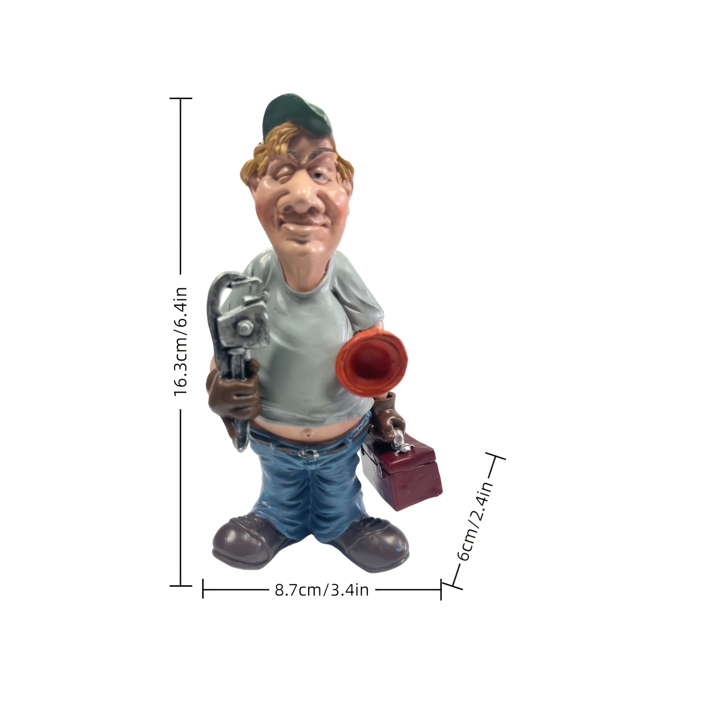 Image of A Vintage Plumber Figurine, Featuring With Tools, Perfect For Home, Office, Decor, And A Unique Gift For Plumbing Enthusiasts