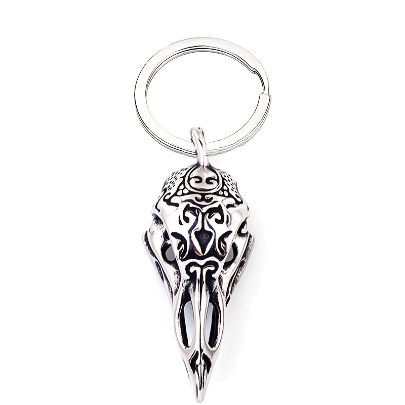 Image of French Crow Skull Keychain, Unique Keychain For Boys' Handbags, Backpacks, Travel And Cycling Accessories