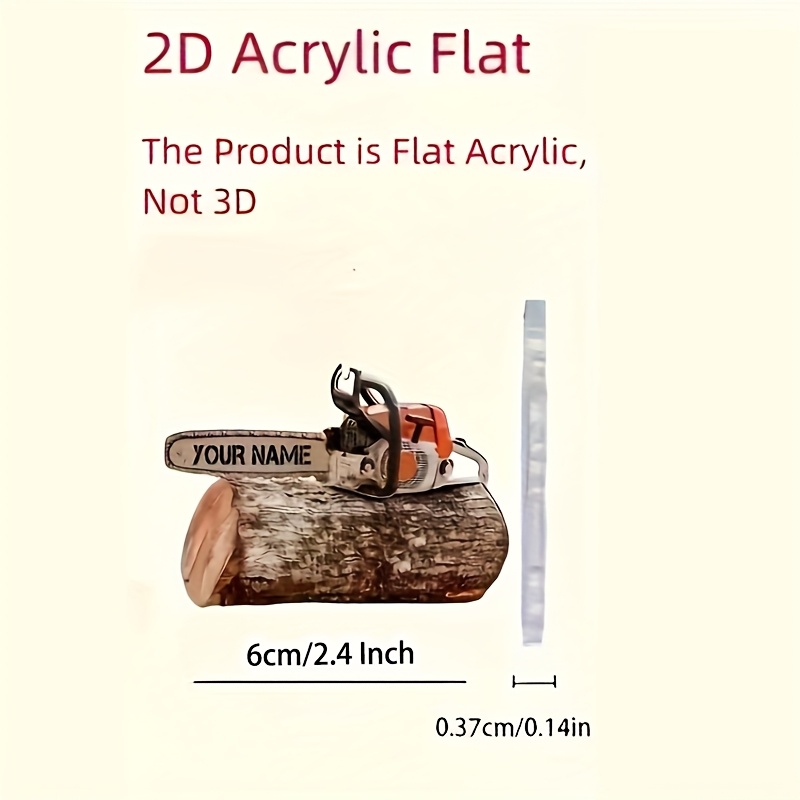 E-shop 2D Flach, 1 Stück Personalisierter Schlüsselanhänger mit Name/Text/Nummer - Kettensägen-Thema Auto-Spiegelanhänger & Rucksackanhänger,