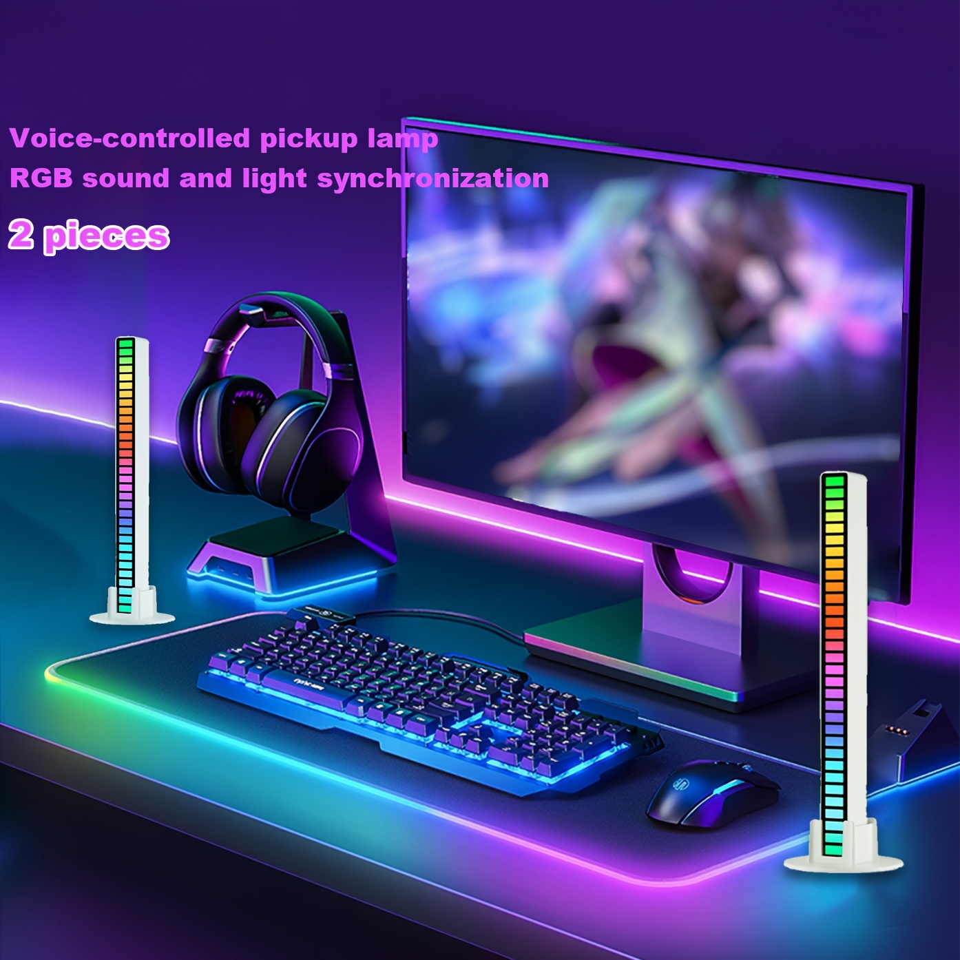 Luce Ritmo Sincrono Controllo Vocale Rgb, Luce Ambientale Colorata Musica,  Luce Pickup A Led Creativa Sensore Desktop Auto - Sport E Tempo Libero -  Temu Italy