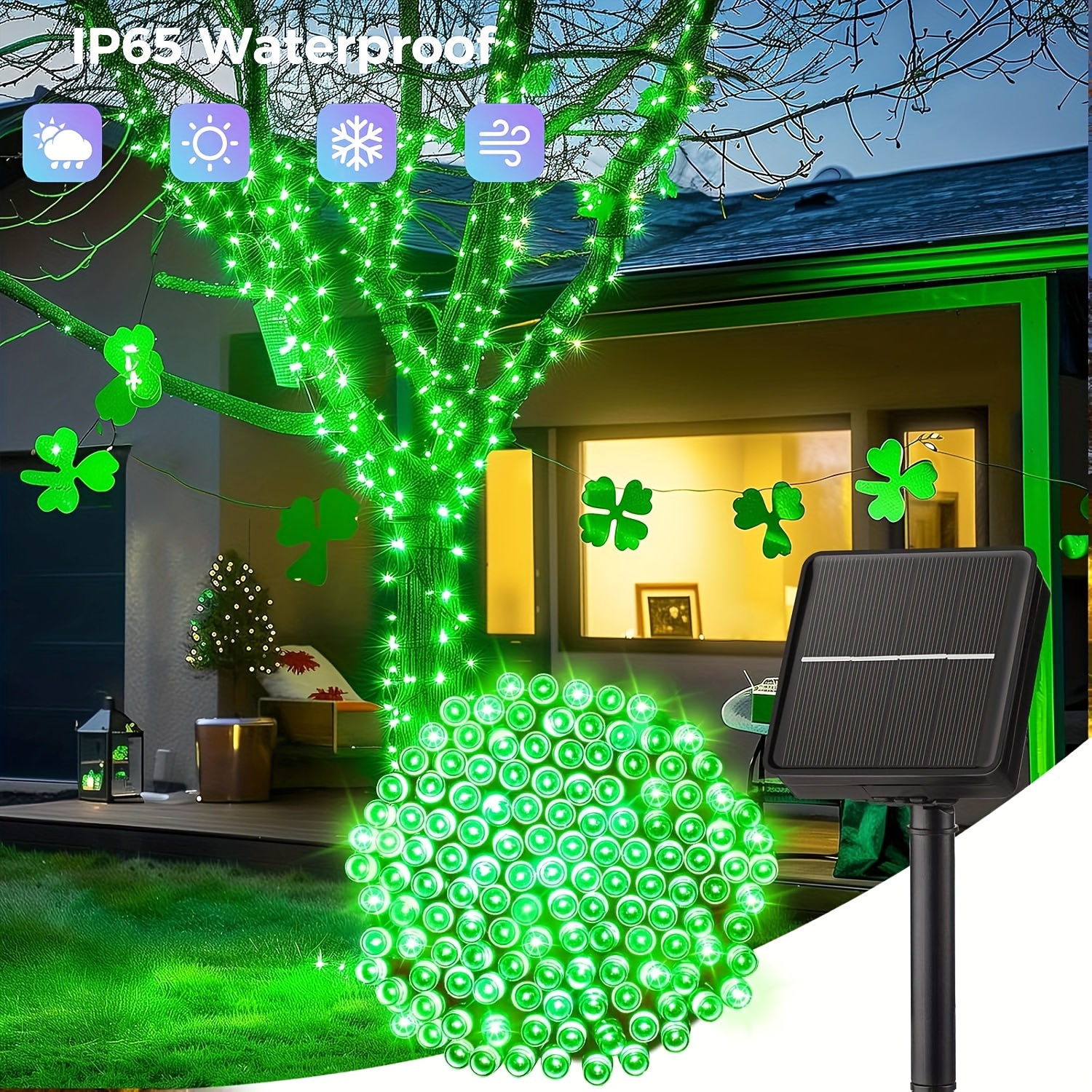 

Solar-powered Green String Lights, 50/ Leds With 8 - & Christmas Outdoor Decor, Garden And Yard Lighting, Waterproof